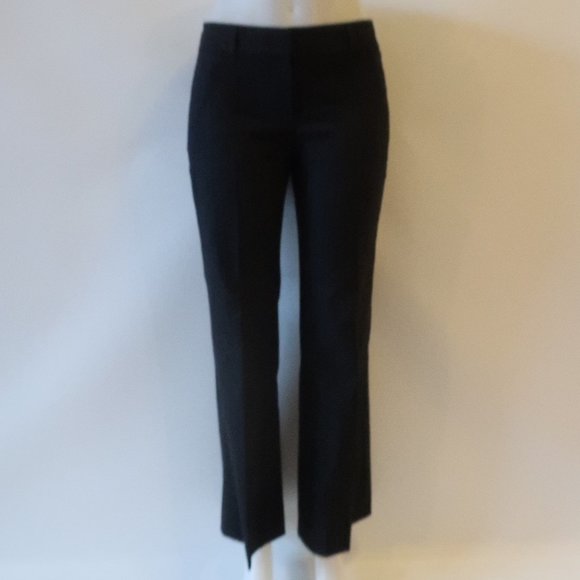 WOMENS THEORY CHARCOAL BLACK PINSTRIPE FLAT FRONT WOOL BLEND PANTS 2 * COLOR: CH - Picture 2 of 9